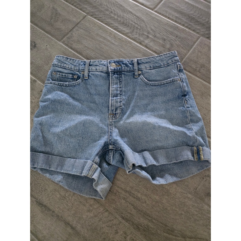 Free Assembly Womens High Rise Cuffed Denim Shorts Light Wash Blue Size 10